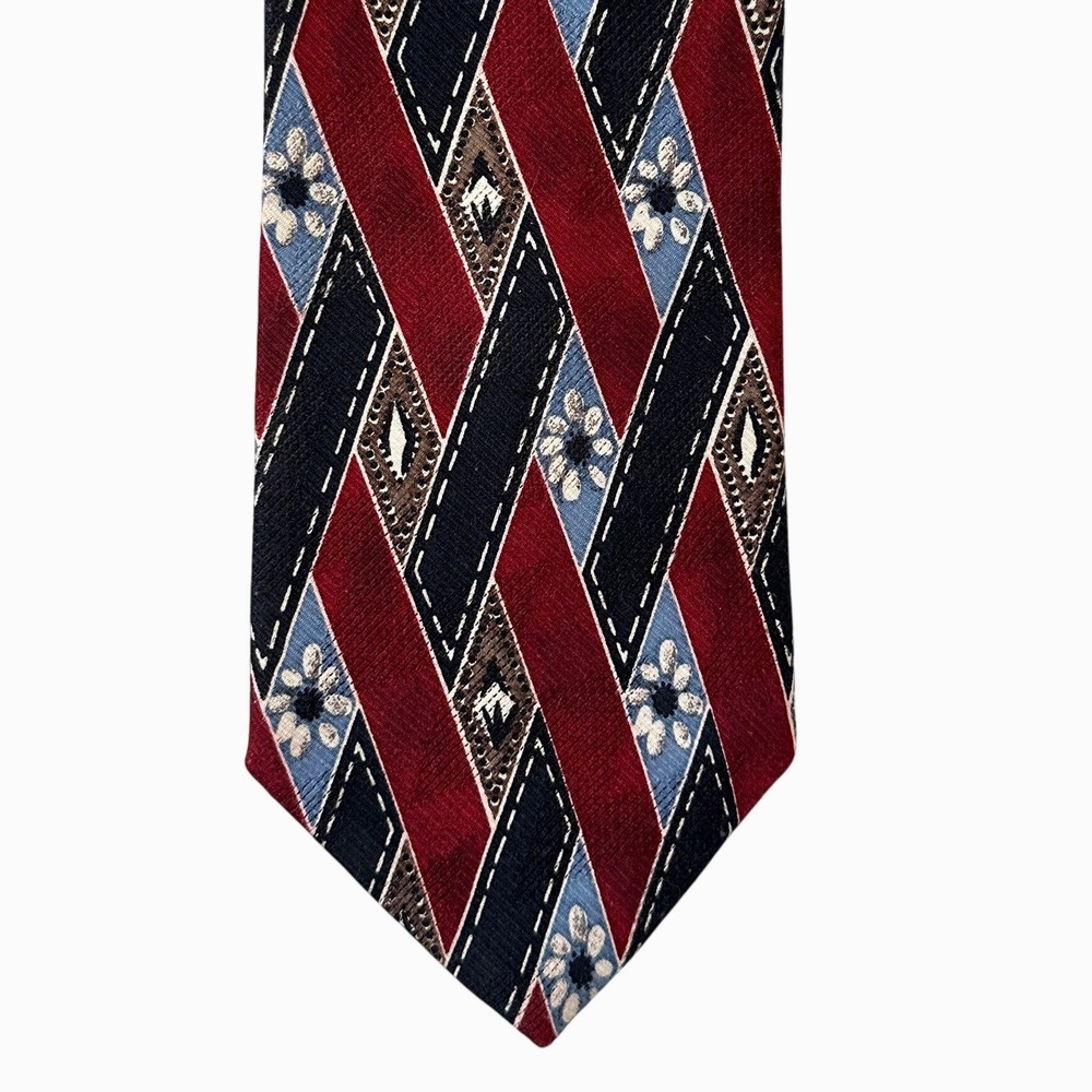 VTG 90s Wide Tie Southwestern Geometric USA‎ Made Retro Necktie 3.75"